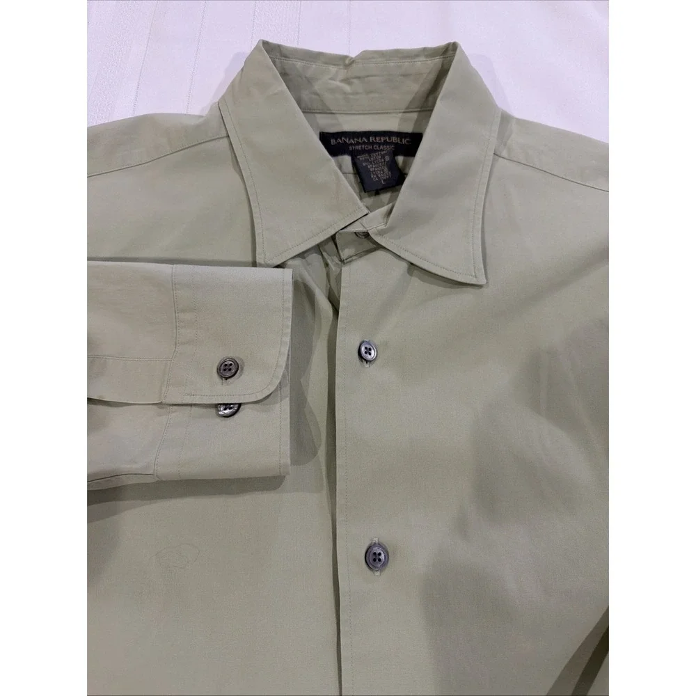 Banana Republic Mens Size Large Light Green Stretch Classic Button Down Shirt